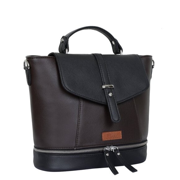 Ladies' Brown Colour Vegan/PU Leather Backpack – Stylish Daypack with Top Handle - Picture 8 of 10